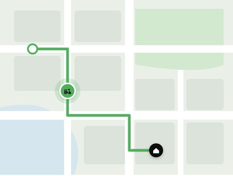 Live route from Tulsi Rasoi to home (sample map)